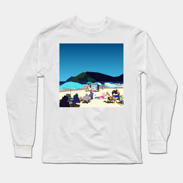 A Day at The Beach Long Sleeve T-Shirt by nicholashugginsdesign